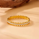 Cubic Zirconia Geometric 18k Gold plated Stainless Steel Bracelet - Crazy Women