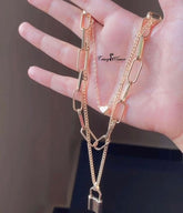 Three Layer Lock Pendant Necklace – Trendy Layered Chain - Crazy Women