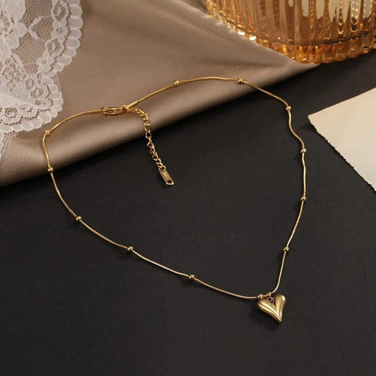 18 Gold Heart Pendant Necklace For Women Creative Double Love