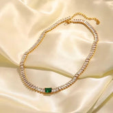 18k Gold Plated Emerald Zircon Necklace - Crazy Women