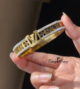 Elegant LV-Inspired Gold Bangle – Stainless Steel Bracelet - Crazy Women