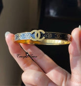 Chanel-Inspired Gold Bangle – Elegant Stainless Steel Bracelet - Crazy Women