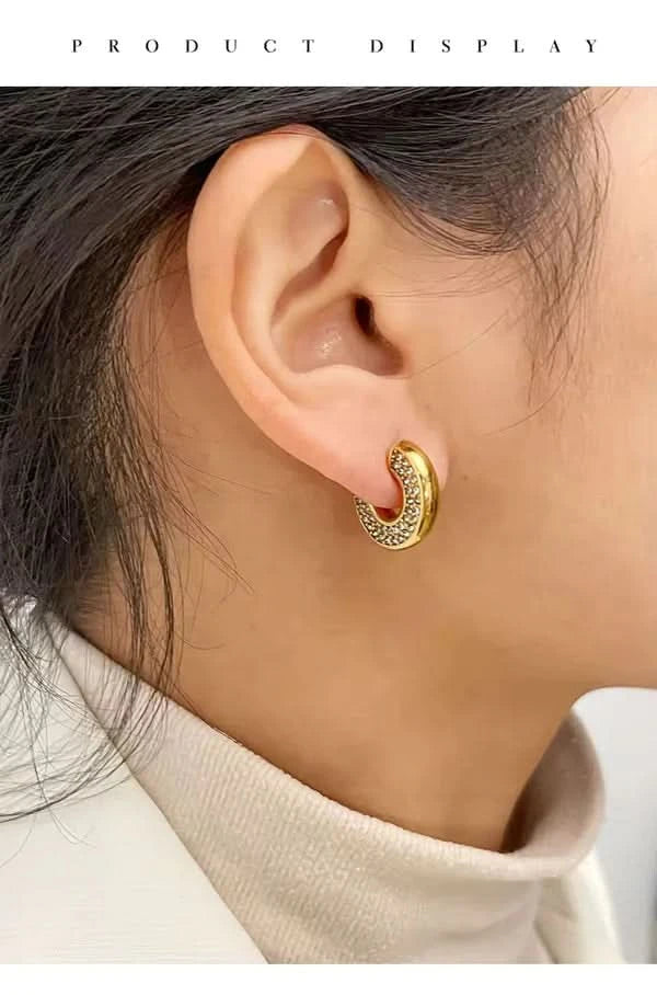 Micro Zircon C Hoop Earrings – Sparkling and Elegant Design