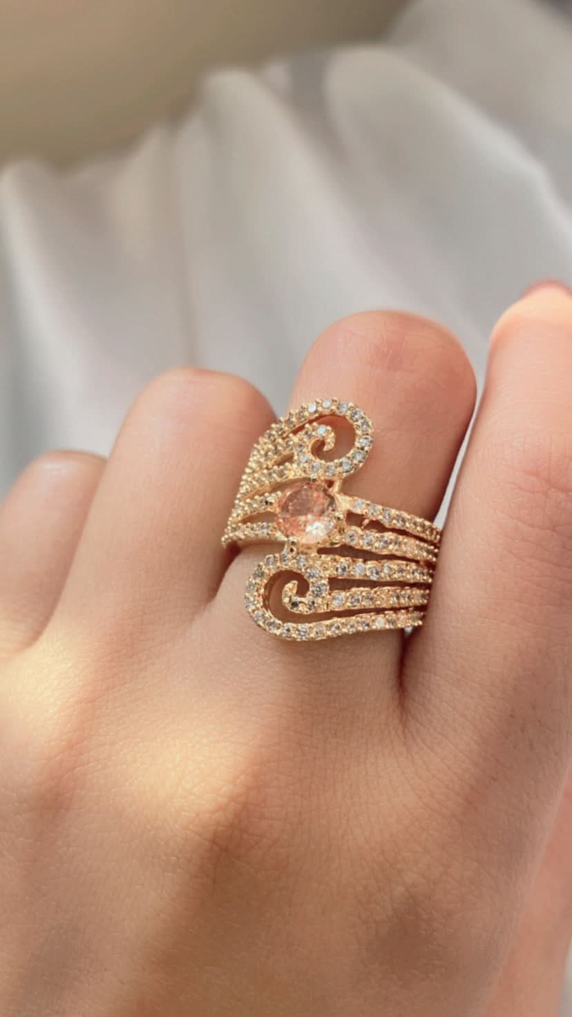 American Diamond White Stone Twist Ring for Girls