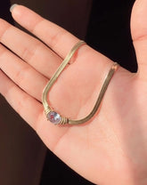 Snake Chain White Zircon Stone Necklace – Elegant Jewelry for Women - Crazy Women