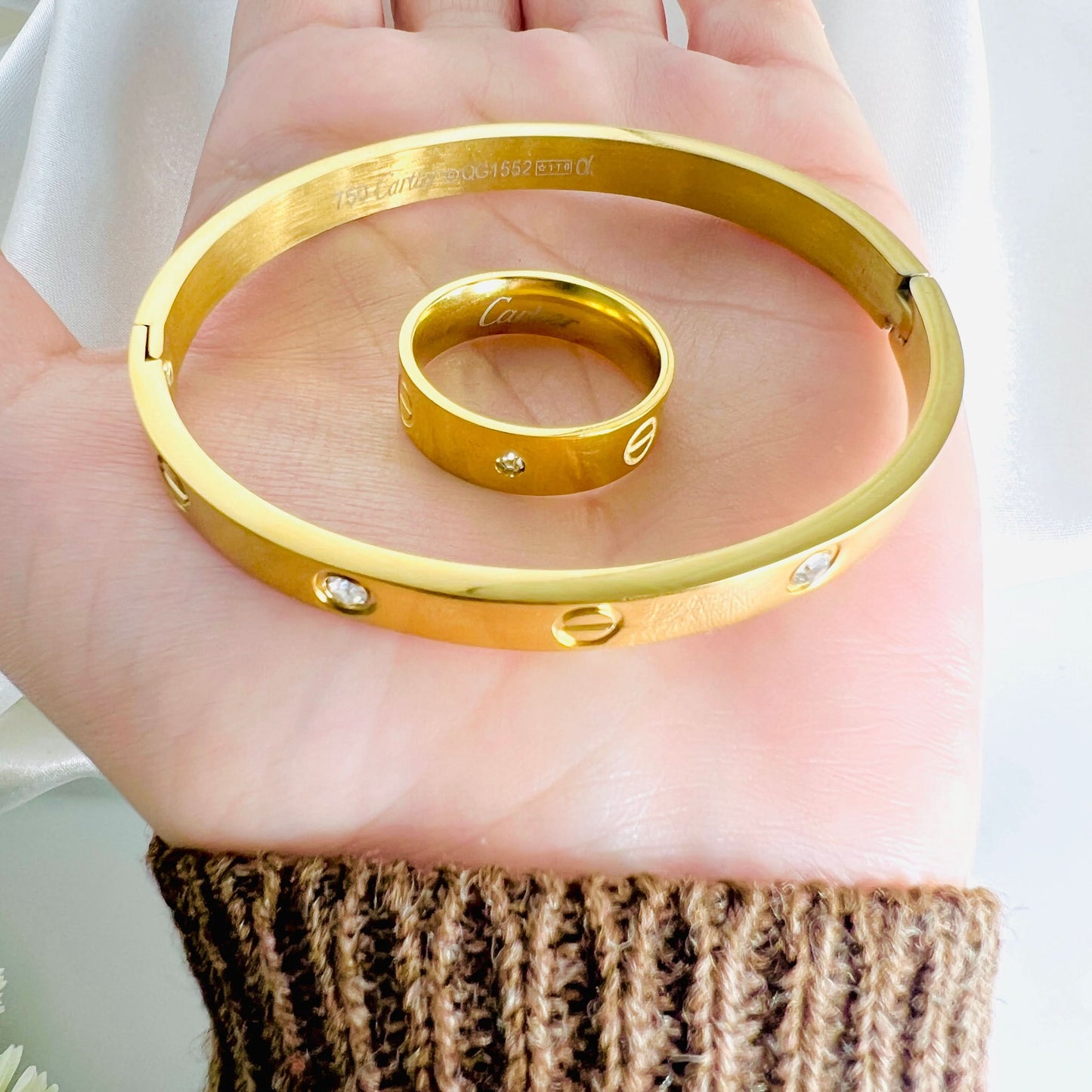 Cartier Bangle and Ring Set – Luxury Jewelry for Women 8mm