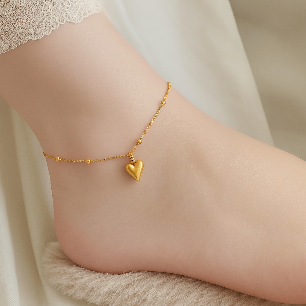 Yellow Chimes Amklets for Women Gold-Plated Heart