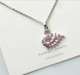 Elegent Pink Swan necklace with Silver Chain - Crazy Women