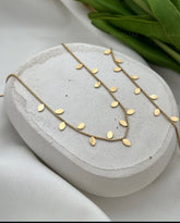 Gold Leaf Charm Necklace & Bracelet Set – Minimal Elegant Jewelry
