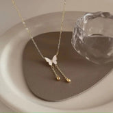 White butterfly with hanging chain - Crazy Women