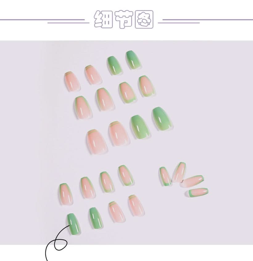 24 Pieces Square Head Short Solid Color Acrylic Nail Patch with Stickers