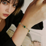 Luxury Emerald & Crystal Bracelet for Women – Elegant Gold-Plated Jewelry