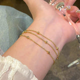 Elegant Gold Multi-Layer Beaded Bracelet for Women