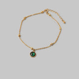 Elegant Gold Chain Anklet with Green Crystal Charm