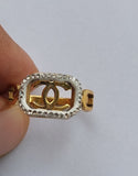 Golden CC Stone Ring with White Line  | Jewellery Shop| Jewellery Store - Crazy Women