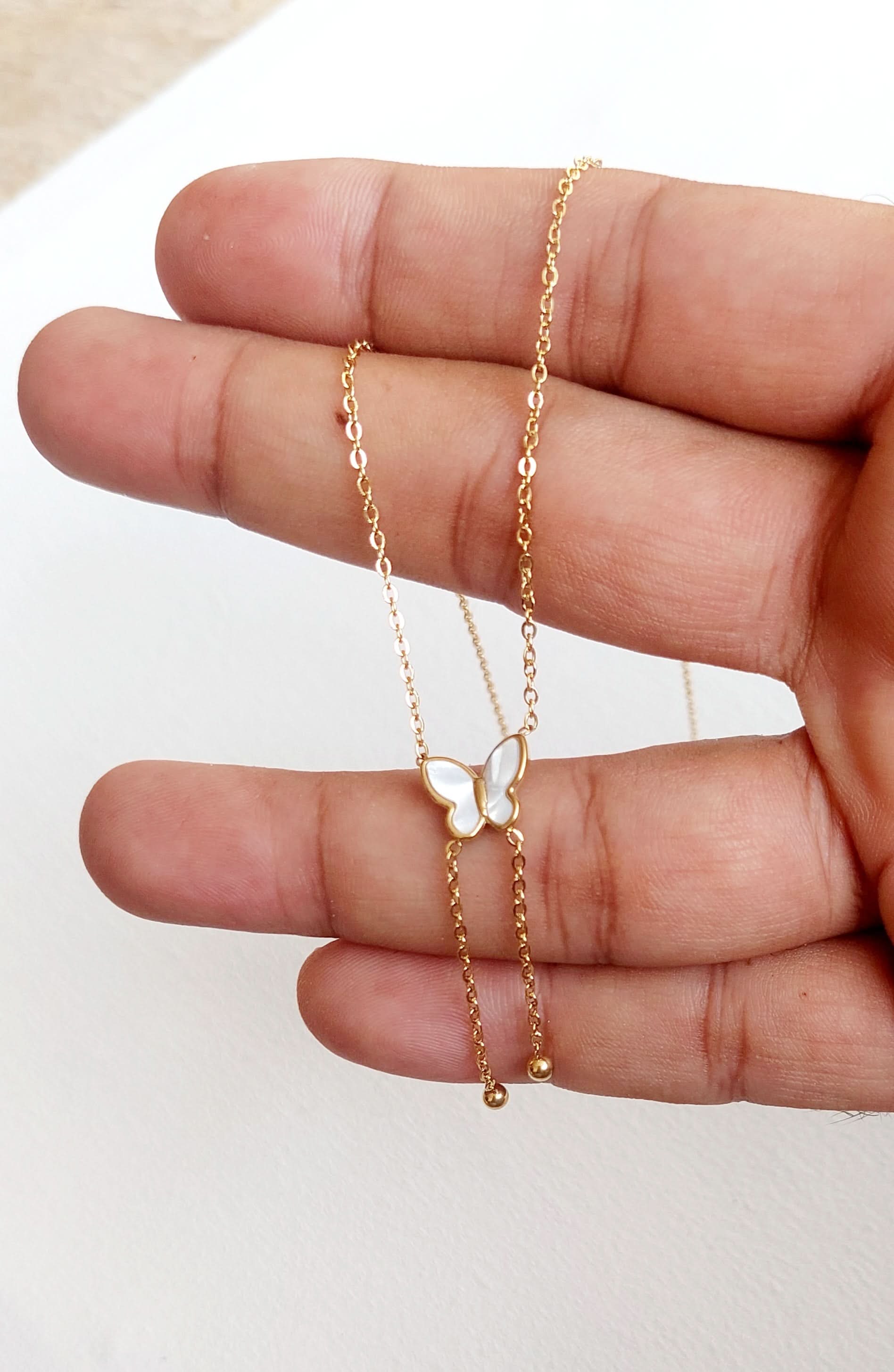 White butterfly with hanging chain - Crazy Women