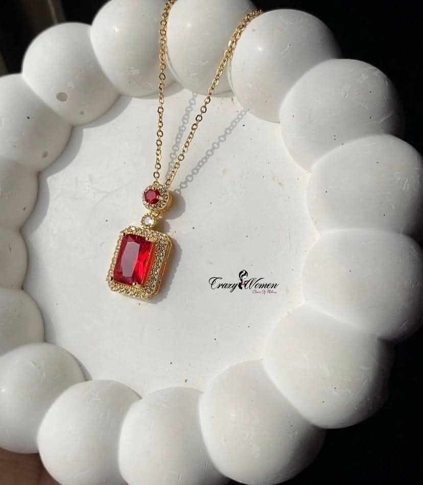 Red Stone Gold Necklace – Elegant & Timeless Jewelry for Women - Crazy Women