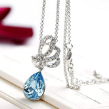 Silver Zircon Drop Design Necklace - Crazy Women