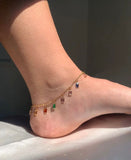 Colorful Charm Anklet for Women – Gold Chain Gemstone Ankle Bracelet