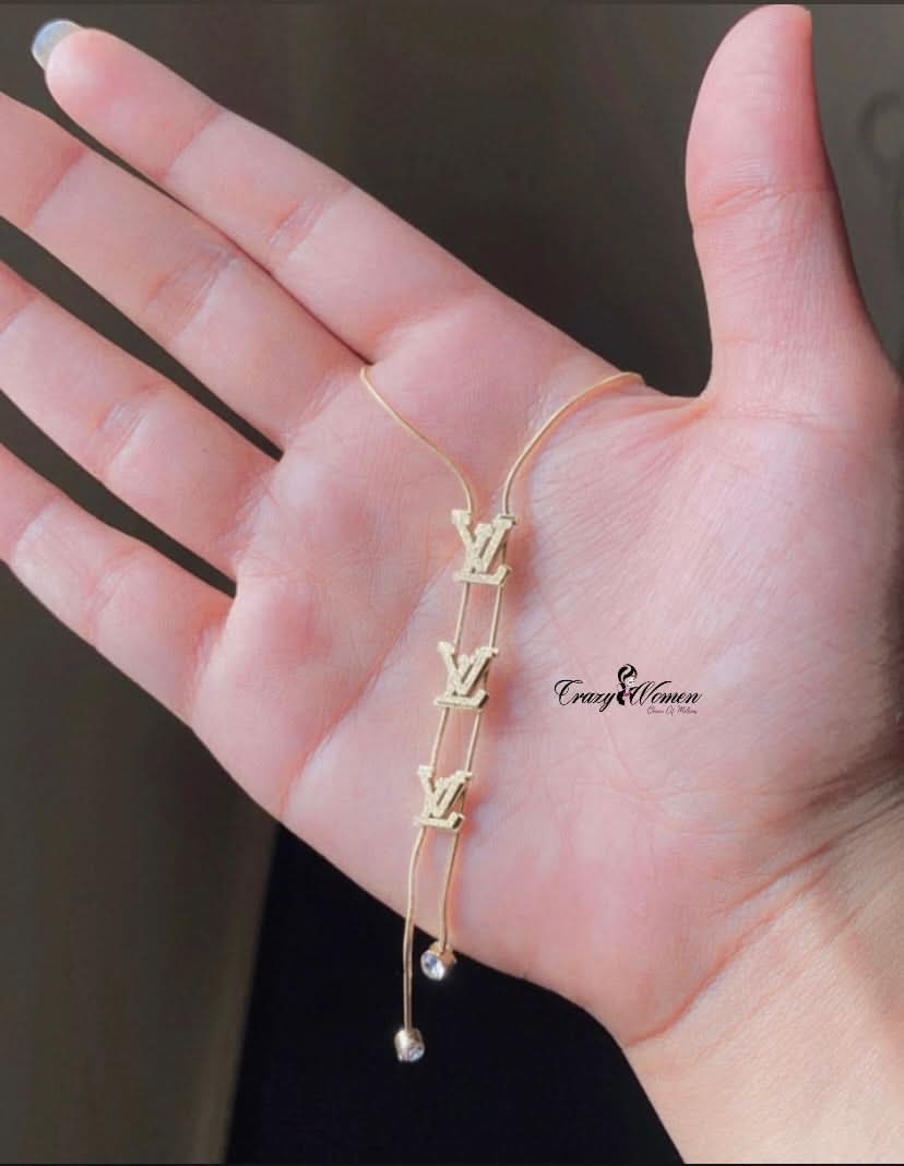 Stainless Steel Triple LV Necklace for Girls – Trendy Pendant Necklaces - Crazy Women