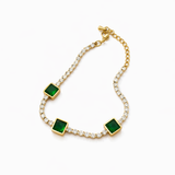 Luxury Emerald & Crystal Bracelet for Women – Elegant Gold-Plated Jewelry