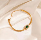18k plated Emerald Stone Bracelet