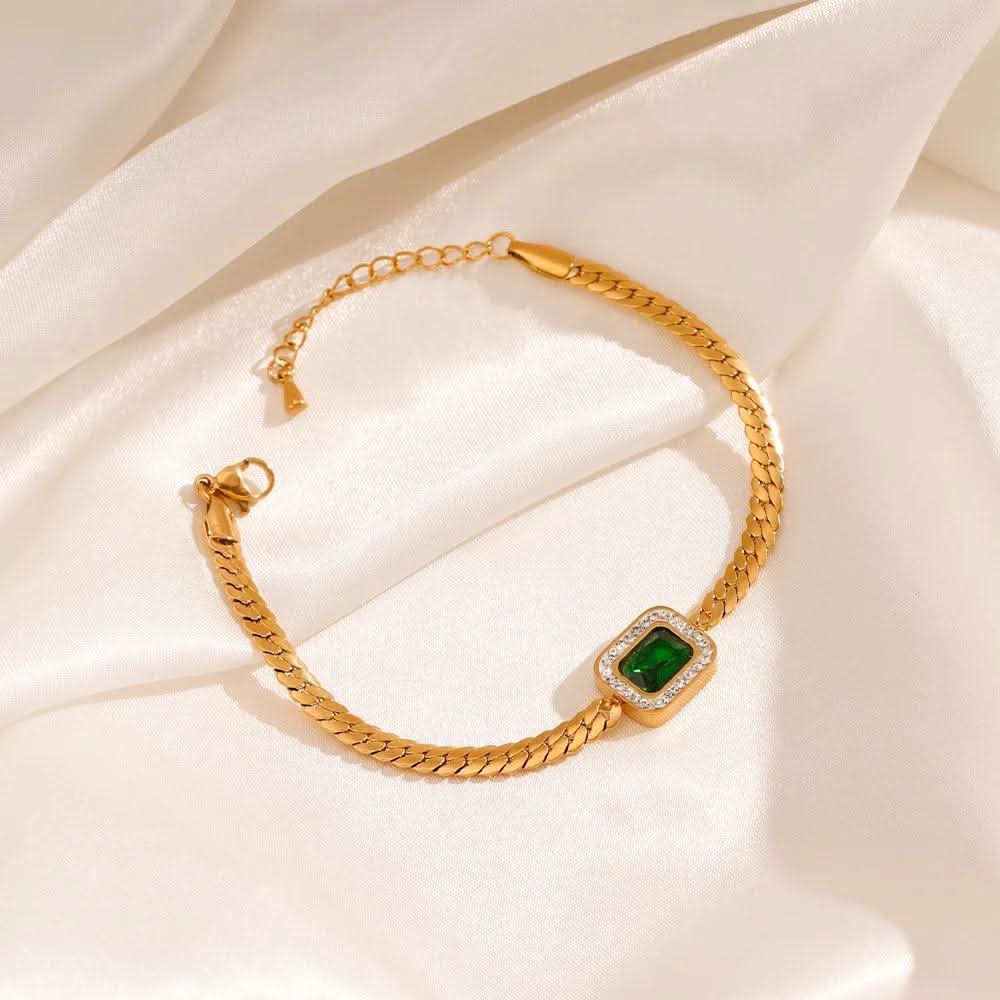 Emerald Snake Bracelet – Luxurious Green Stone Bangle - Crazy Women