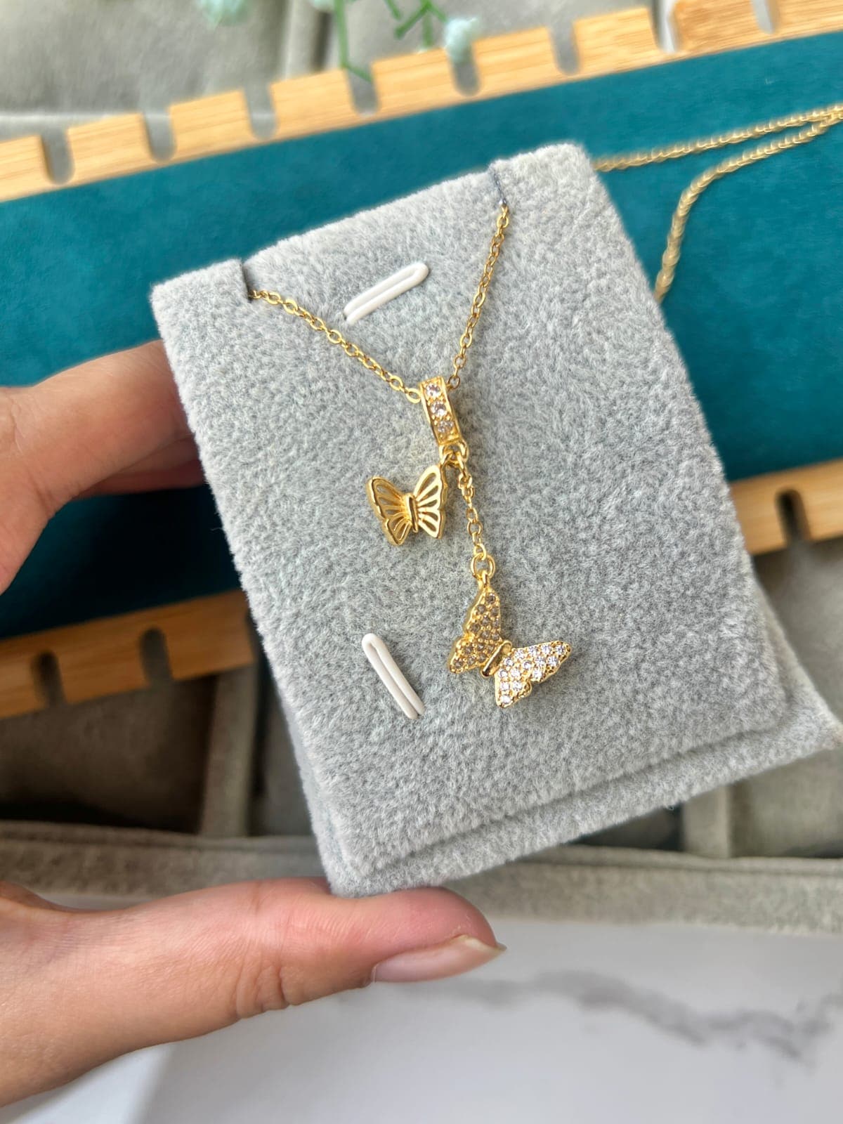 Beautiful Golden Double Butterfly Necklace - Crazy Women