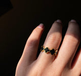 Black Velvet Clover Ring – Elegant Black Stone Design with Luxe Detailing