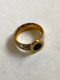 Roman Noir Circle Ring – Elegant Black Center with Roman Border Design