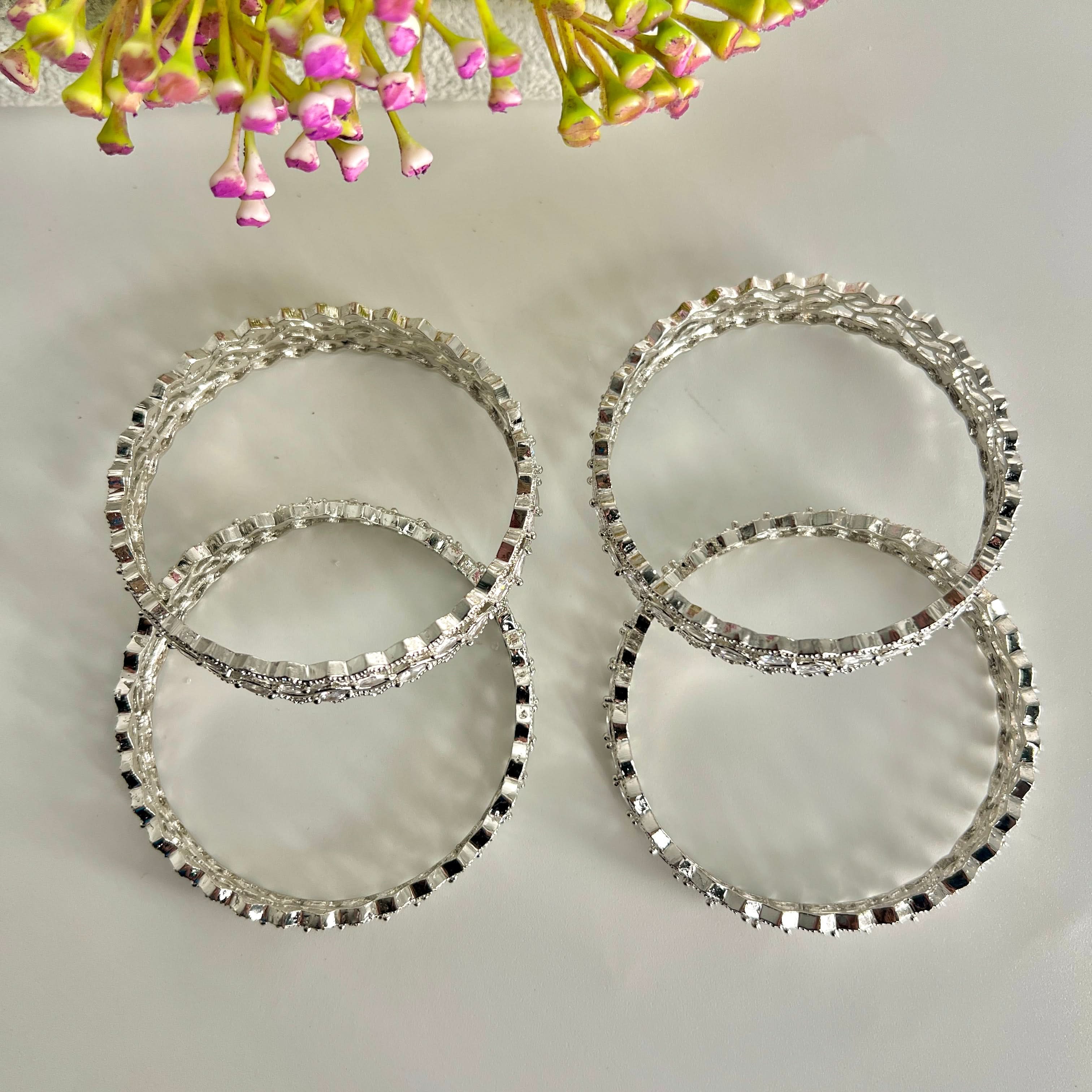 American Diamond Zircon Bangle 2pc. set - Crazy Women