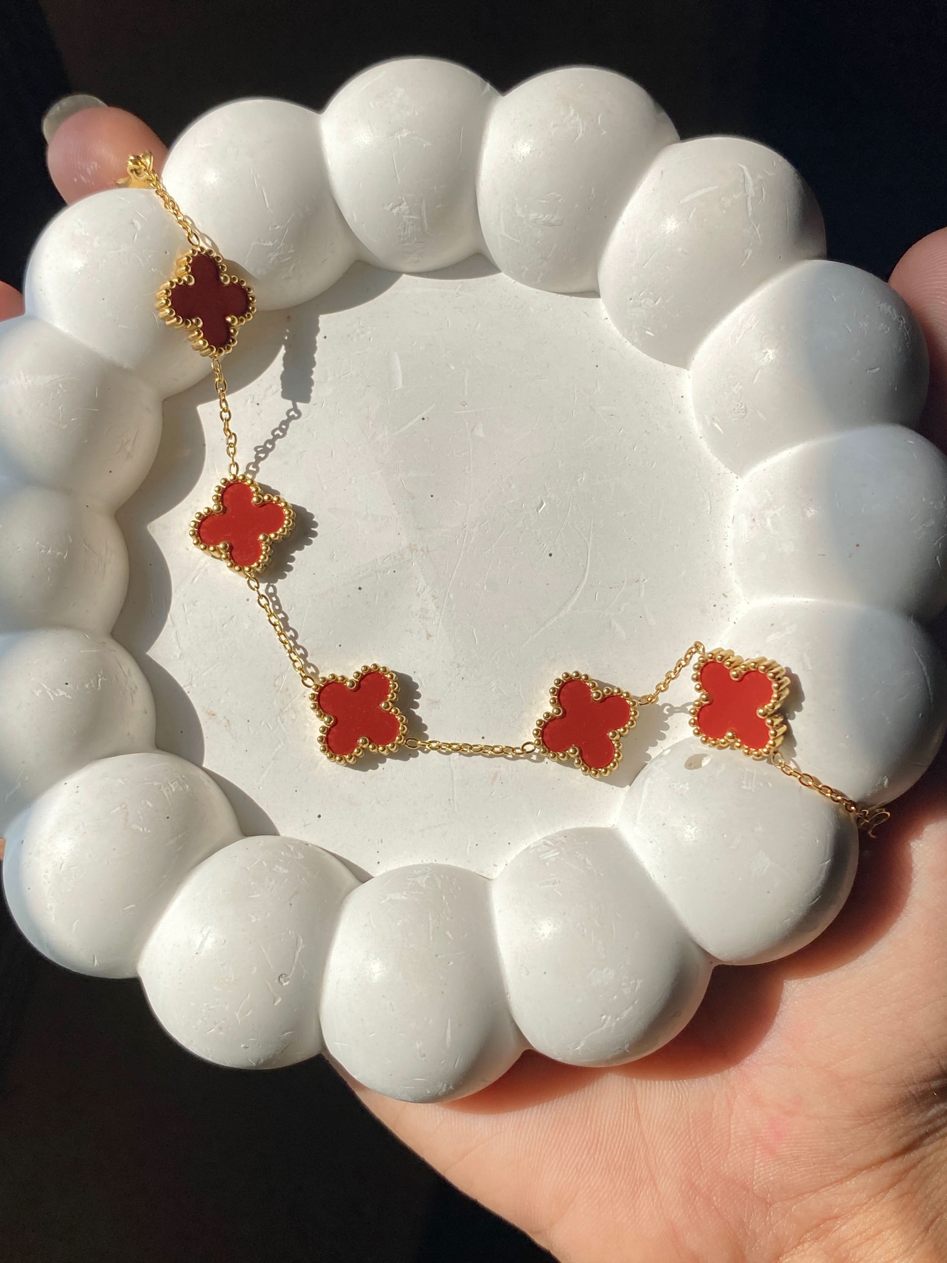 Red Vancleef Bracelet – Elegant Stainless Steel Jewelry with Bold Red Design - Crazy Women