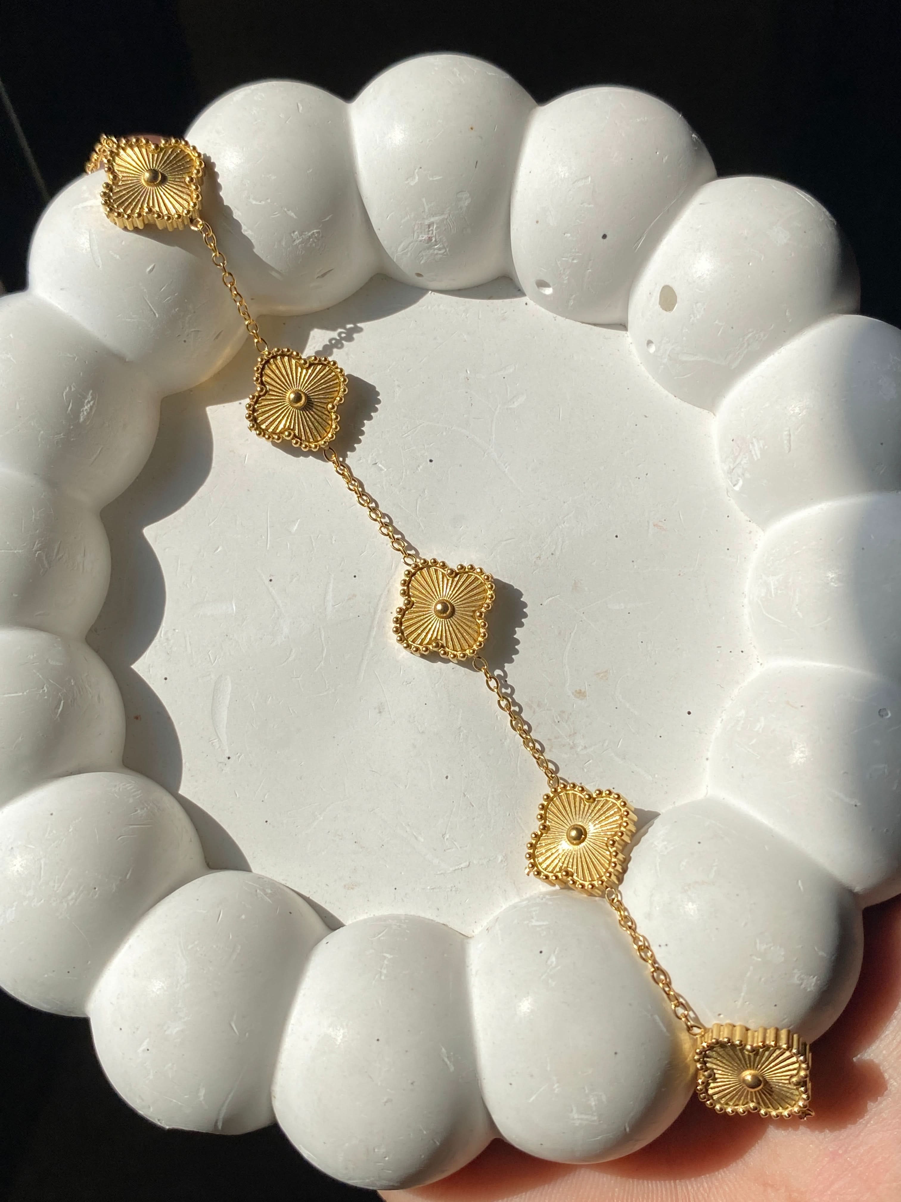 Vancleef Golden Stainless Steel Bracelet – Timeless Elegance for Women - Crazy Women