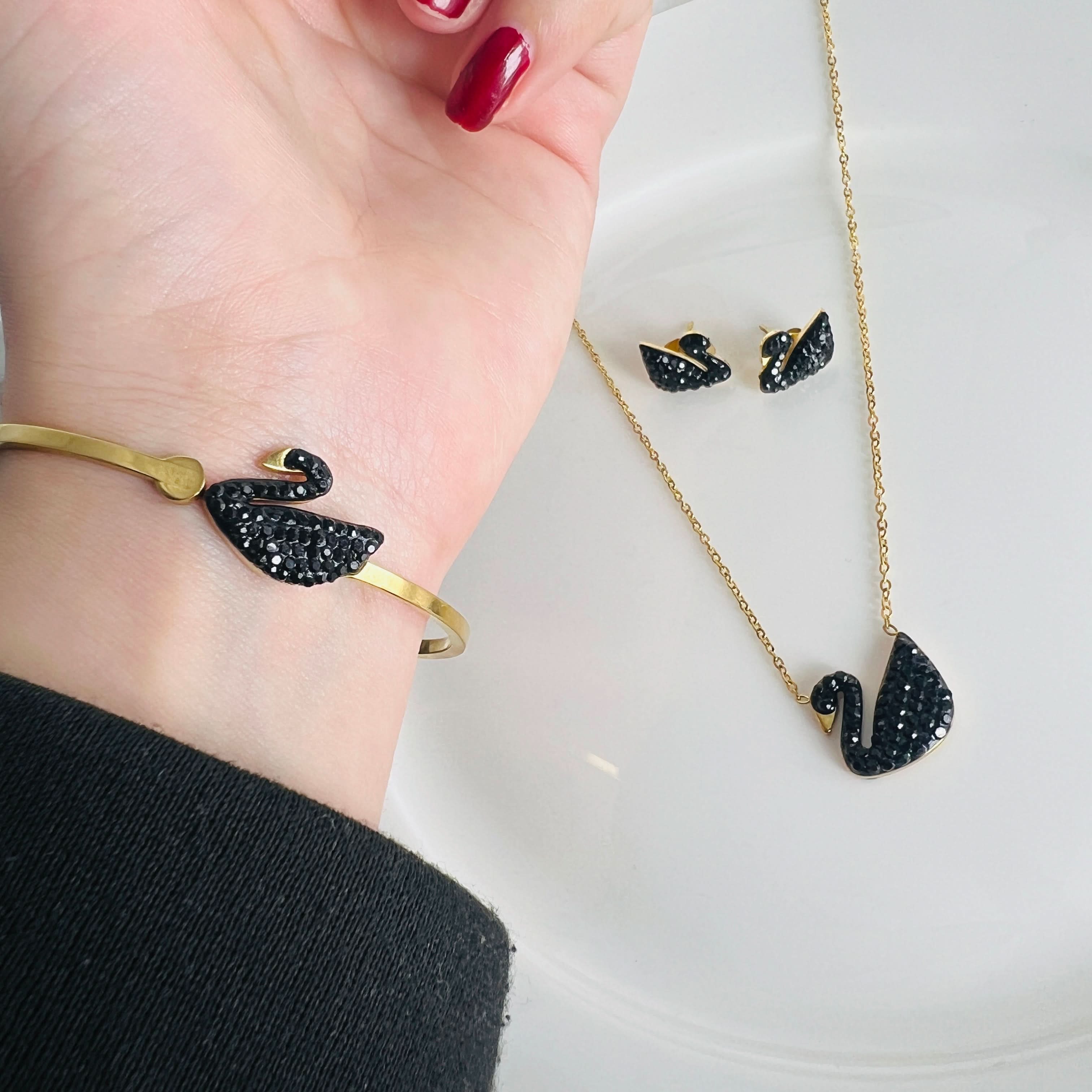 Stainless Bangle, Earring and Necklace Set - Crazy Women