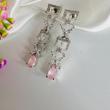 American Diamond Pink Silver ( Zircon) Earrings