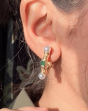 Emerald Pearl Hoop Earrings - Crazy Women