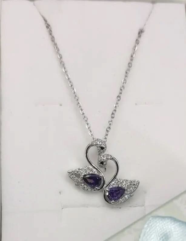 Silver double Swan  Necklace - Crazy Women