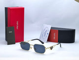 Prada Style Square Black Sunglasses with Gold Metal Frame – Premium Designer Shades