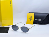 Fendi Oval Black Sunglasses with Gold Metal Frame – Luxury Designer Shades
