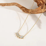 Marquise Crystal Leaf Pendant Necklace – Gold Plated