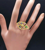 LEAF OF LUCKY COLORFUL EYE RING - Crazy Women