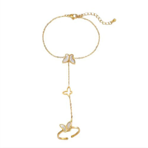 Gold Butterfly Hand Chain Bracelet for Women