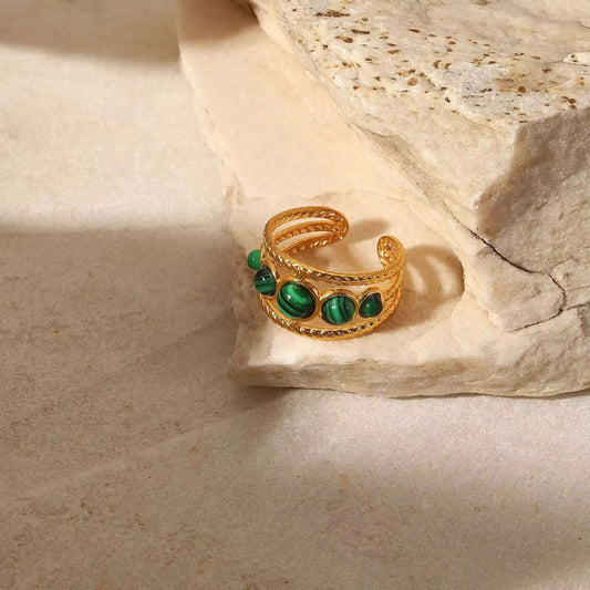 Malachite Crystall Ring waterproof tarnish free