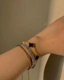 Milas Twisted Black Clover bracelet With Tennis Bracelet - Crazy Women