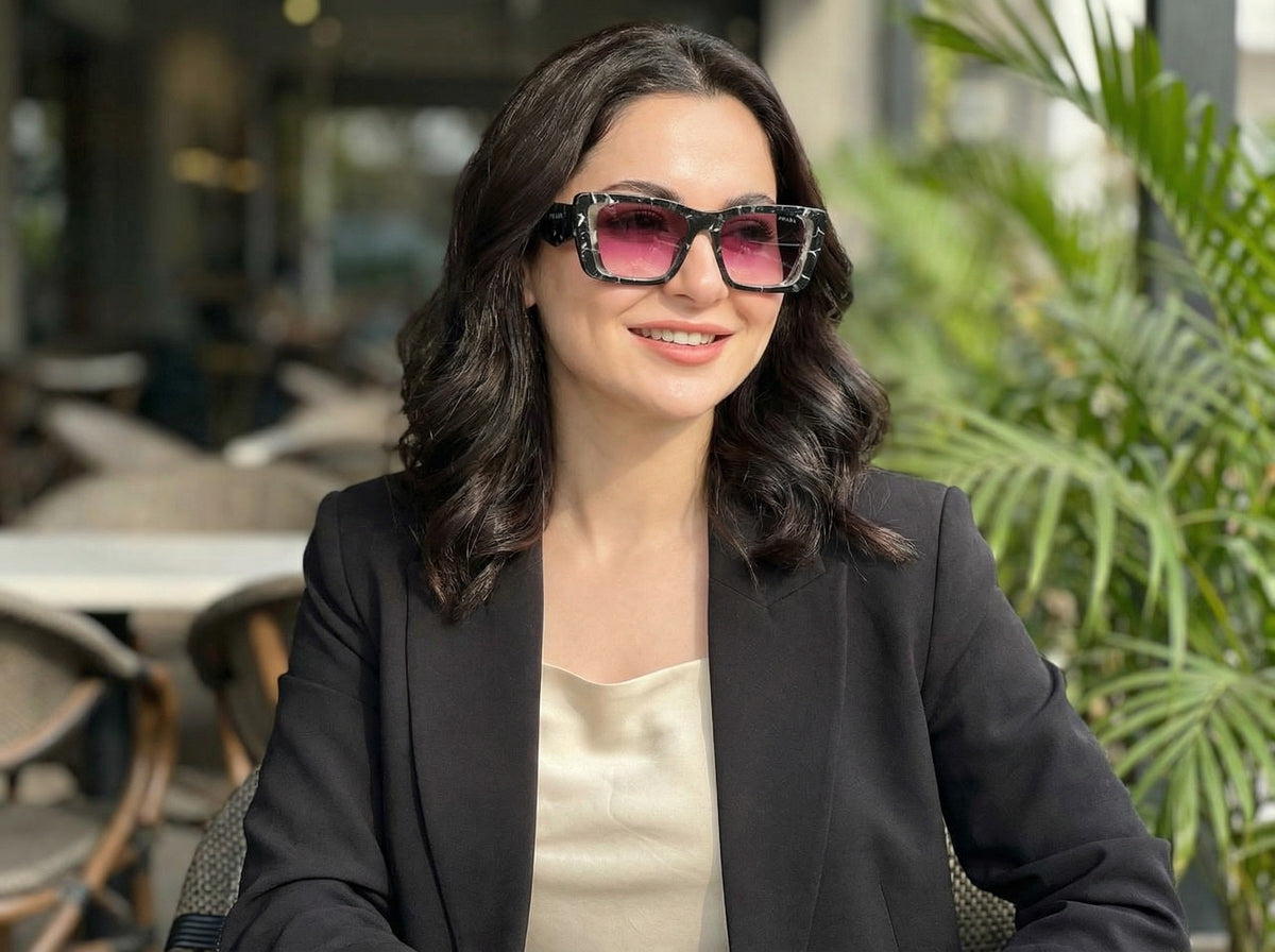 Prada Square Marble Sunglasses for Women – Luxury Gradient UV Designer Eyewear