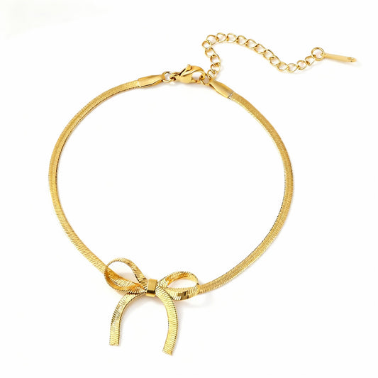 Gold Bow Chain Anklet for Women