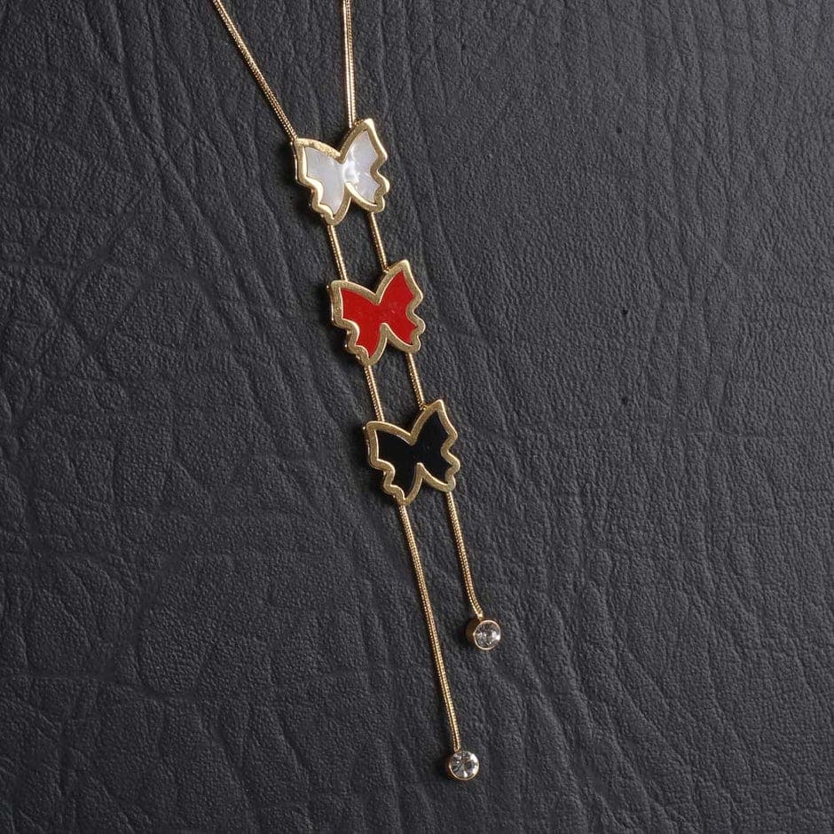 Three Colourful Butterfly with Gold Chain - Crazy Women
