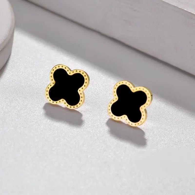 Fourleaf Clover Earrings Black | Jewelry Online | Jewelry Store - Crazy Women