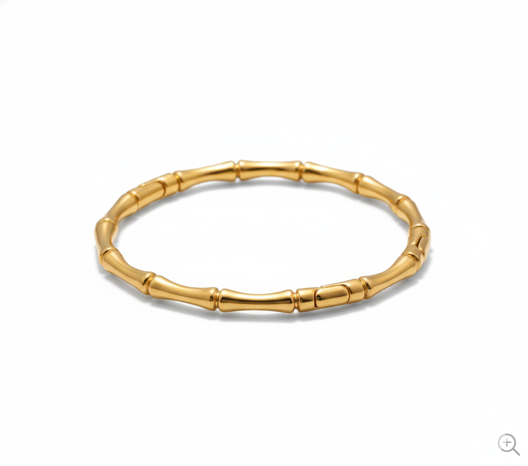 Gold Bamboo Style Bangle Bracelet for Women
