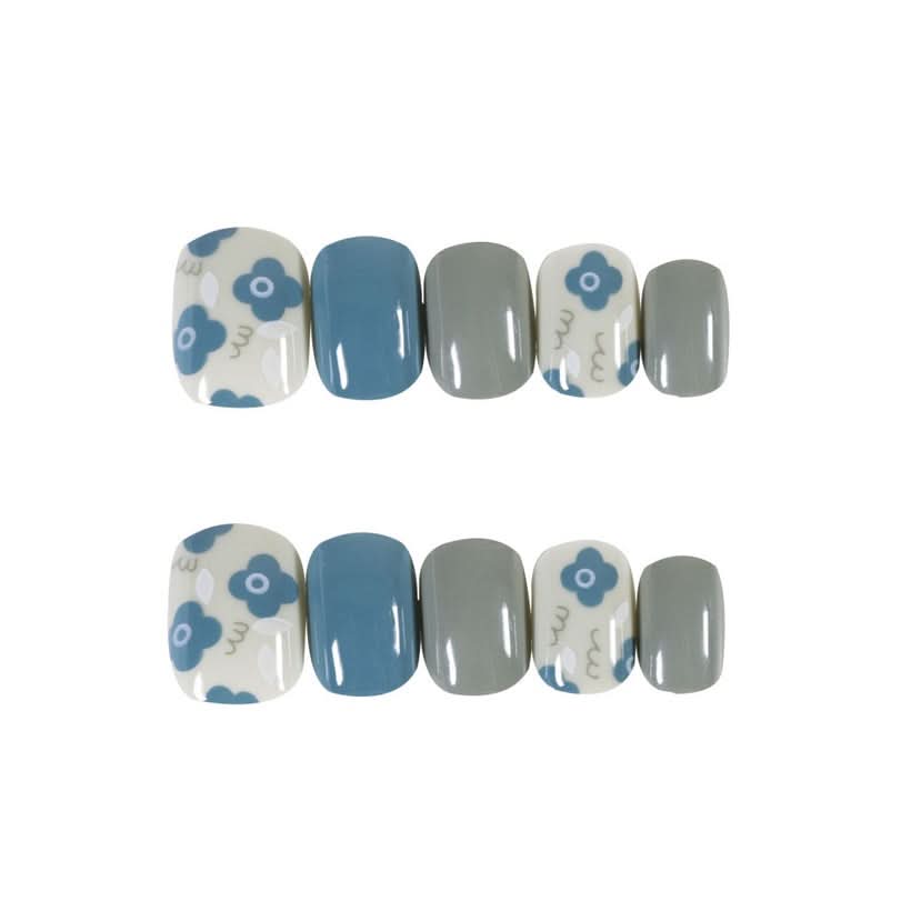 fake nails |  fake nails pakistan
Fashion Morandi Gray Blue Flower Finished Acrylic Nail - 3243247.